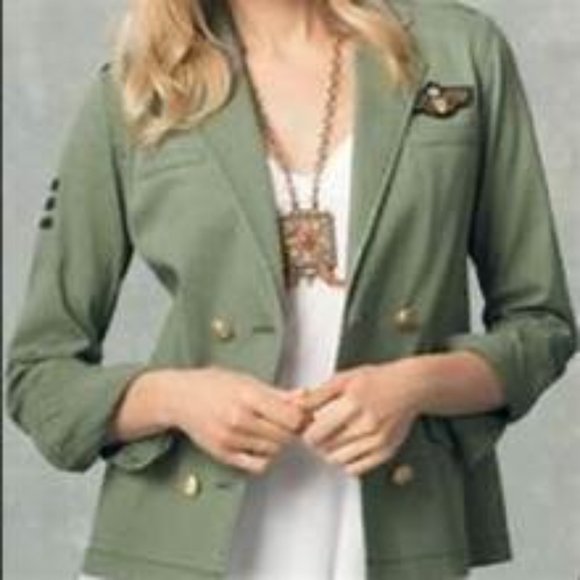 Sz XS Cabi Vintage 326 Green Sargent Military Patch Jacket - Picture 5 of 16